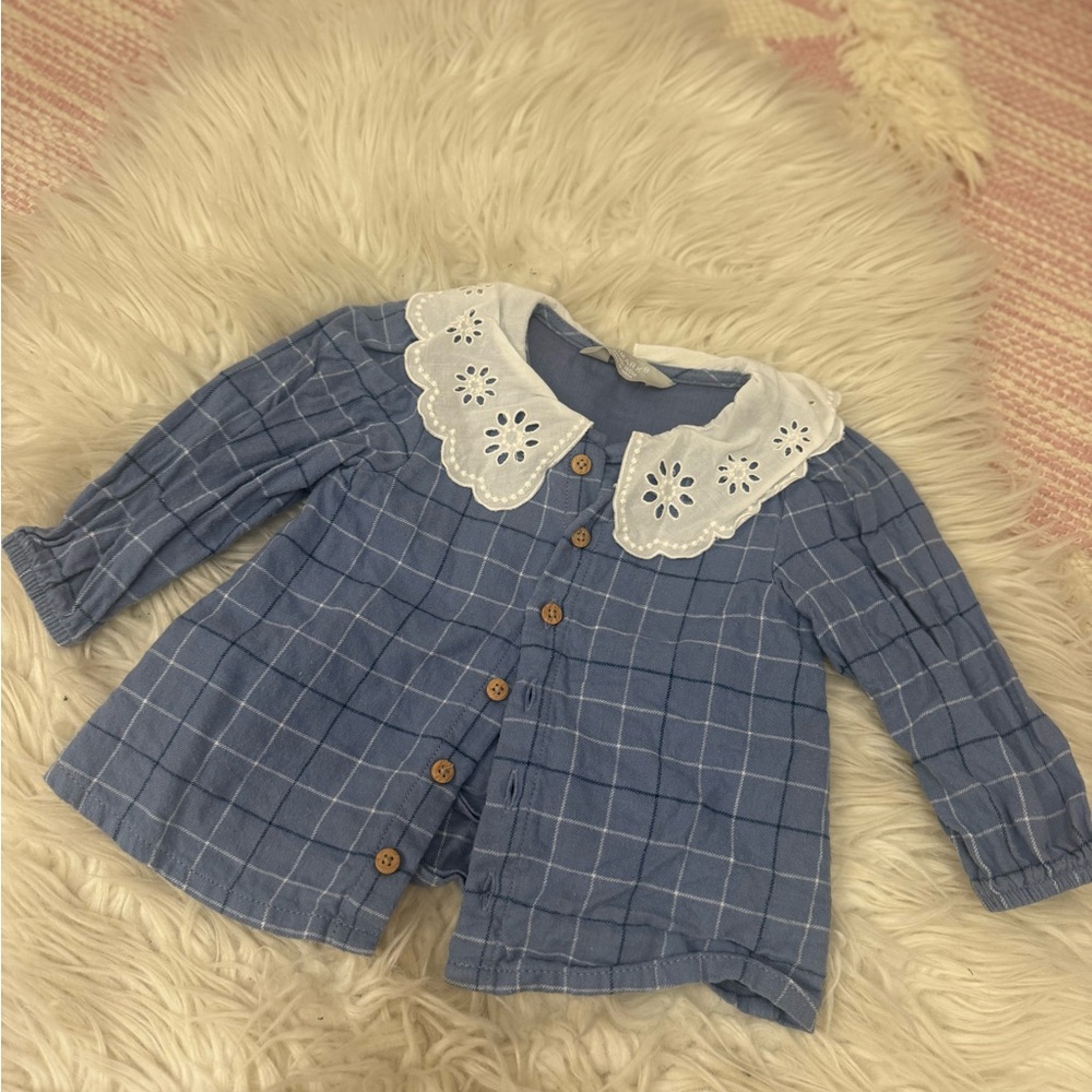 Primark Blue Button Down Kids Shirt with White Collar